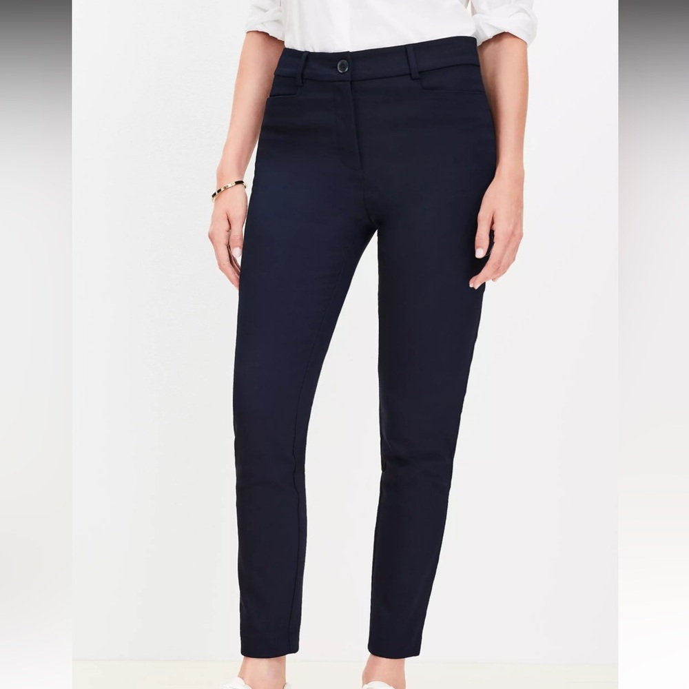 LOFT Navy Sutton Skinny Pants (Curvy)